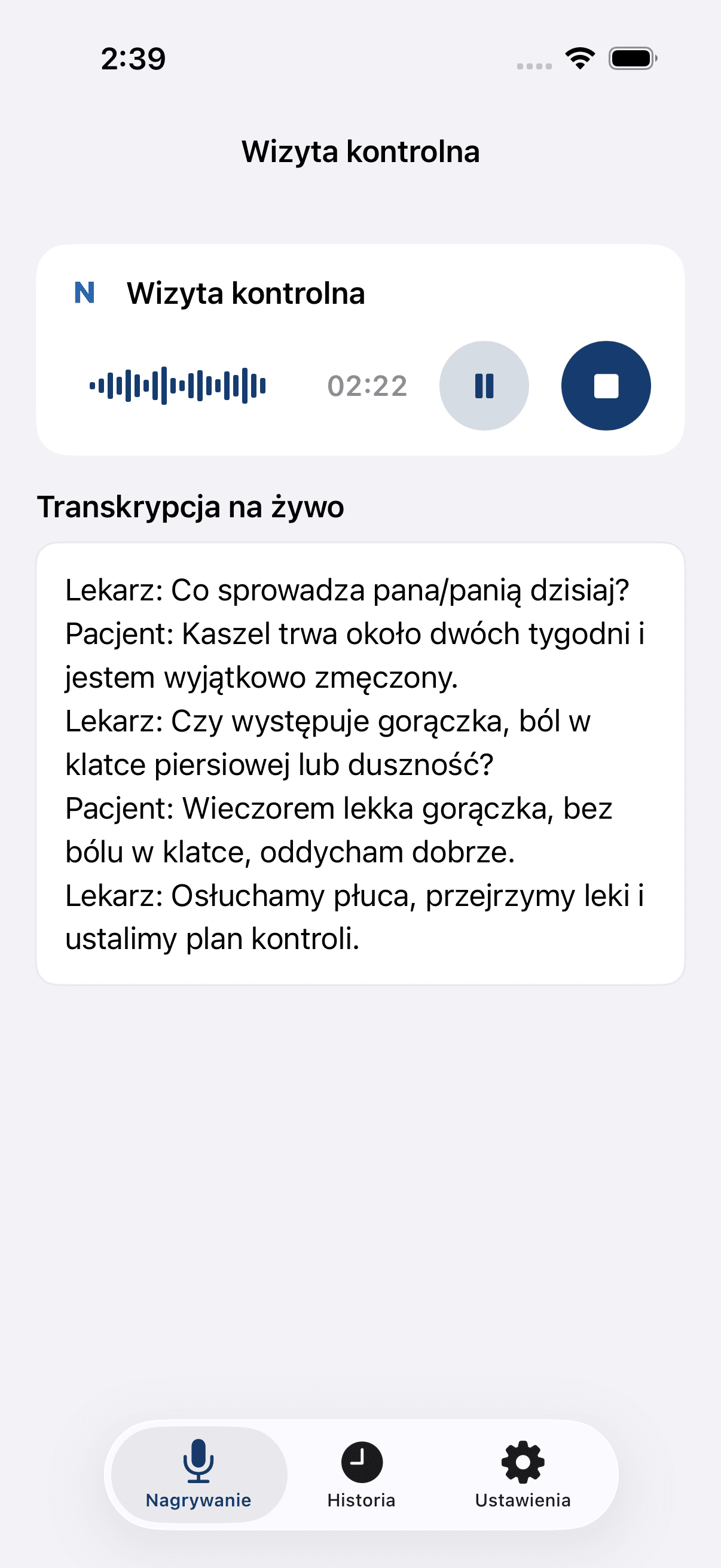 Notat AI na iPhonie